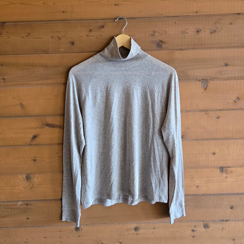 Vince Raglan Jersey Turtleneck Top Beige Heather M Long Sleeve Blouse Neutral - Picture 2 of 6